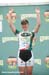 Leah Kirchmann, stage winner on the podium 		CREDITS:  		TITLE: Nature Valley GP 		COPYRIGHT: Rob Jones/CANADIANCYCLIST
